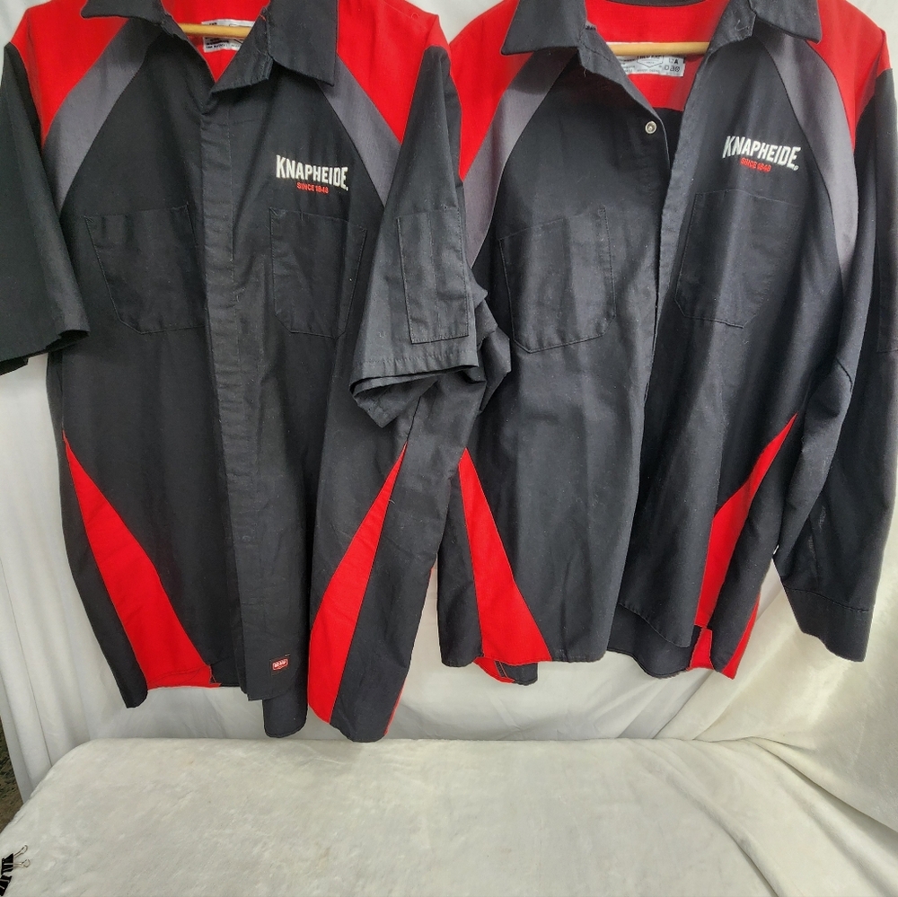 Lot of 2 Red Kap Men's Knapheide Long & Short Sleeve Tech Shirts XXL Red & Black